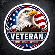 Veteran Eagle Sticker Patriotic American Flag Vinyl Decal Usa Military Service