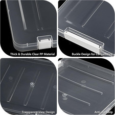 4 Pack A4 Storage Box, Plastic A4 Paper Storage Boxes with Lids & Buckles, Po...