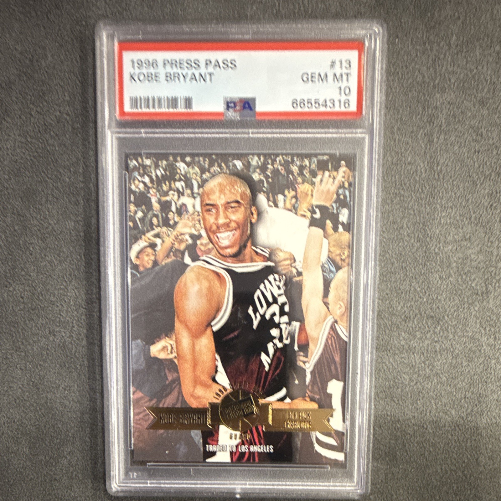 Press Pass 1996 Kobe Bryant #13 PSA 10 Gem Mint Los Angeles Lakers view 2