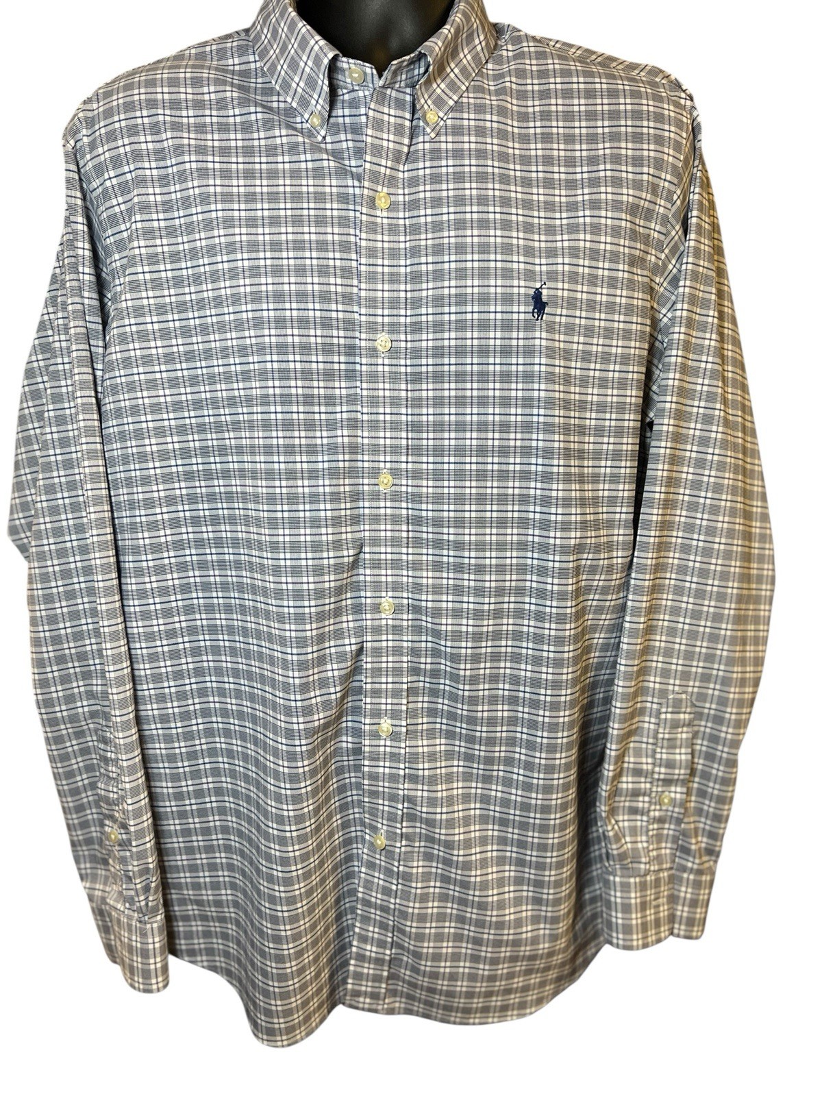 Polo Ralph Lauren vestibilità classica performance manica lunga camicia a quadri uomo XL pony