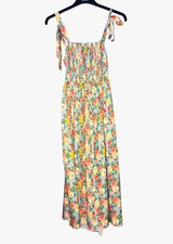 SHEIN Curve Women’s XL Green Floral Square Neck Smocked Tie Strap Maxi Dress