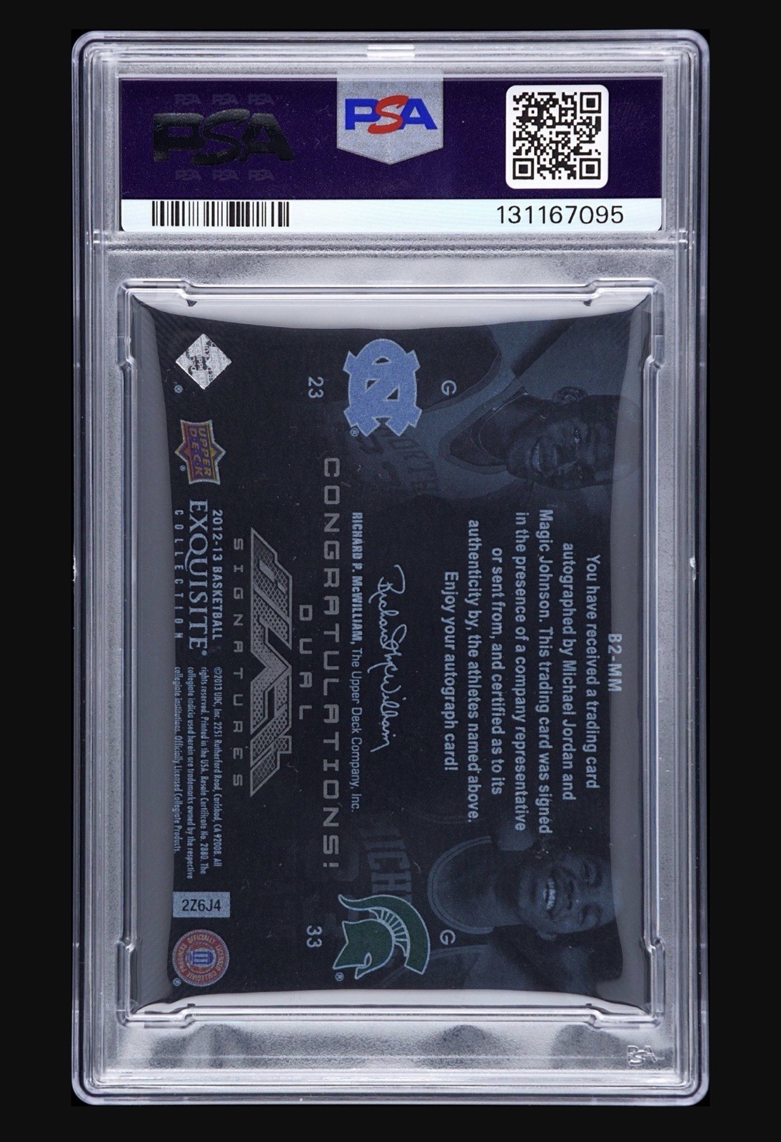 MICHAEL JORDAN MAGIC JOHNSON AUTO UD UPPER DECK EXQUISITE 5/10 PSA 10 AUTOGRAPH view 2