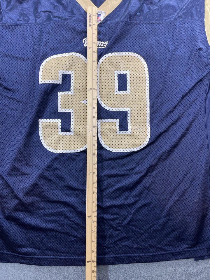 圣路易斯公羊队球衣男式 2XL 蓝色金色 NFL 足球史蒂文杰克逊 39 锐步 — 第 3/4 张图片