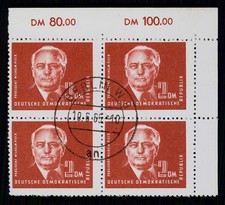 DDR DAUERSERIE 326 PIECK 1952 ER-4er-BLOCK o.r. sauber gest. m6096