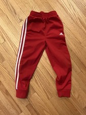 Adidas 5T kids' Red track pants Joggers Side Stripes Regular Fit