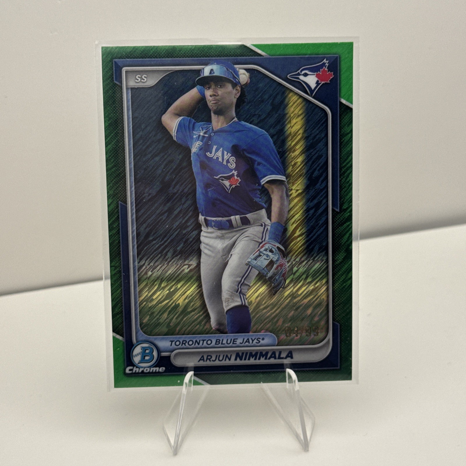 2024 Bowman - Chrome Prospects Arjun Nimmala #BCP-142 Green Refractor /99