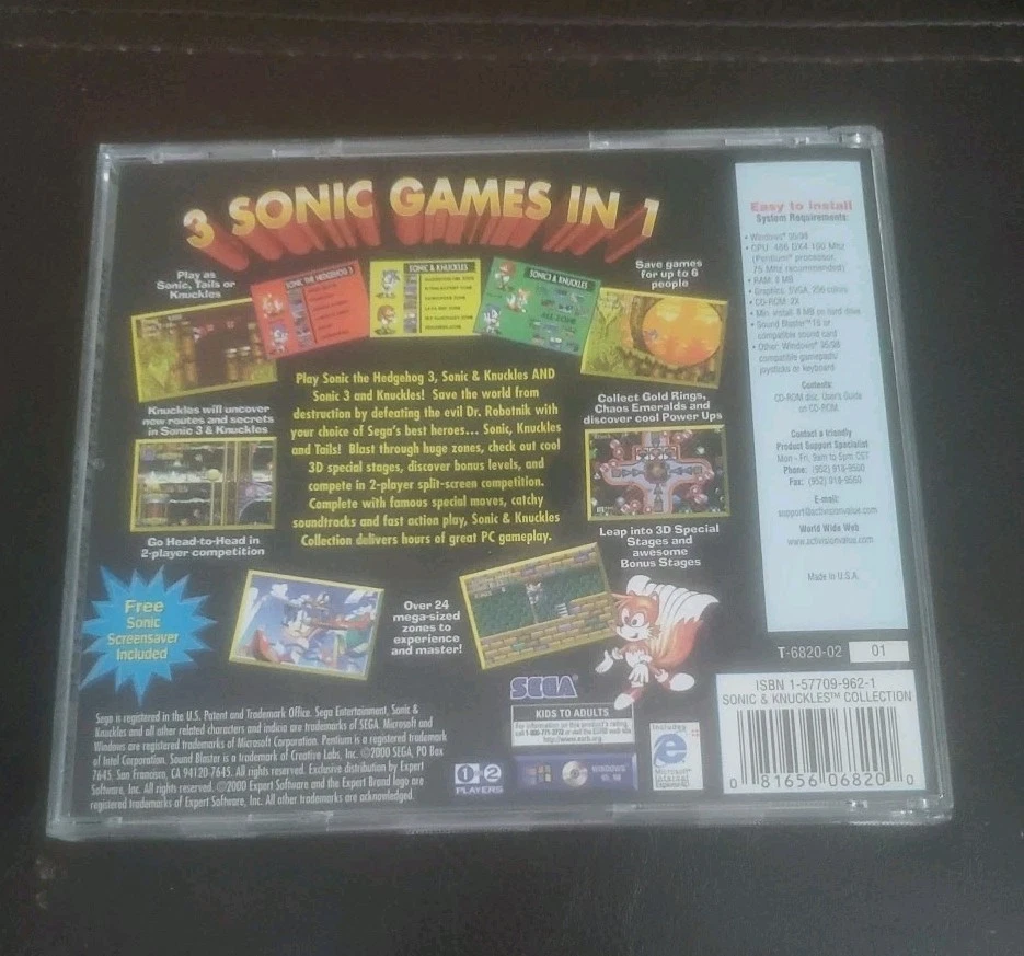 Sonic & Knuckles Collection Sega PC Windows Game 3 in 1 Super Family FUN - Image 2 of 3