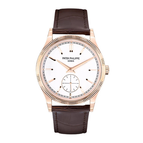 Patek Philippe Calatrava Watch 39MM Silver Index Hour Markers Dial Rose Gold