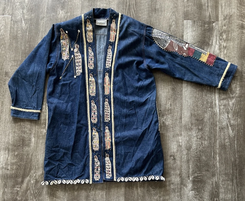 Maxi plumero africano vintage de retazos de mezclilla Molato