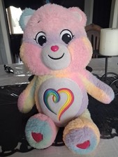 Care Bears Togetherness Bear 14" Rainbow Heart Tie Dye Multicolor Plush