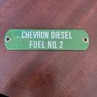 Vintage Chevron Diesel Fuel No. 2 Porcelain Metal Gas Pump Tag