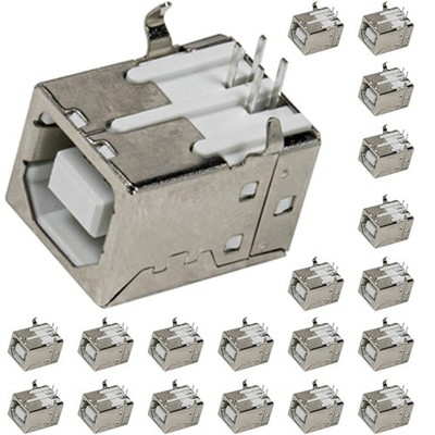 20pcs USB Type-B Type B Female 4 pins 4-Pin Right Angle PCB DIP Jack Socket C...