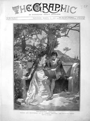 Original Old Antique Print 1902 Paolo Francesca James'S Theatre Millard Ainley
