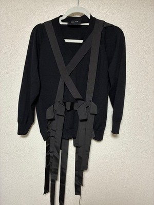 Simone Rocha Black Grosgrain Ribbon Sweater Long Sleeve Knit
