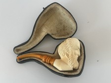 Meerschaum Handmade Tobacco Pipe Carved Head Design with Fitted Case