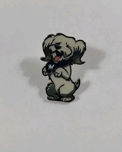 Milwaukee Brewers Lapel Pin Metal White MLB Baseball Hank Dog Mascot Hat Pin