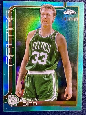 2025-26 Topps Chrome #243 Larry Bird Aqua Refractor #/199