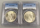 2 1923 US 90% Silver Peace $1 PCGS MS63 L24489