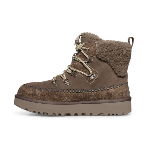 BOTAS UGG CLÁSICAS ALPINAS CON CORDONES CUERO NOGAL CONFORT MUJER TALLA US 10 NUEVAS - Imagen 4 de 5