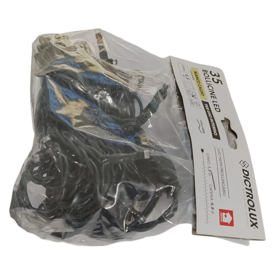 GENERAL TRADE 35 BOLLICINE LED BIANCO CALDO 5,3 Mt. X INTERNO CON CAVO ELETTRICO - Immagine 3 di 4