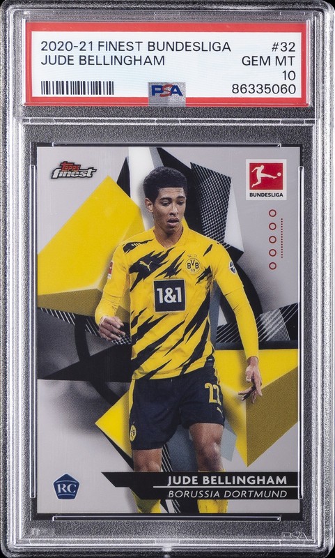 2020 TOPPS FINEST BUNDESLIGA #32 JUDE BELLINGHAM ROOKIE RC PSA 10