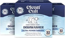Cleancult Ultra Power Dishwasher Detergent Pods for 32 Count (Pack of 3) 