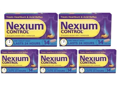 5x - 14 Nexium Control Heartburn Relief, Indigestion & Acid Reflux – 70 Tablets