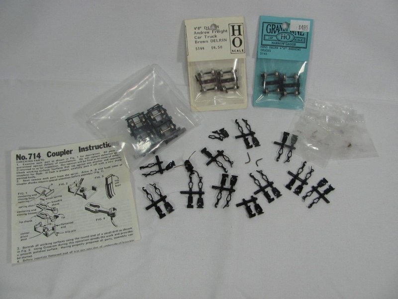 HO SCALE GRANDT LINE HOn3 ANDREW FREIGHT & PASSENGER TRUCKS KADEE 714 COUPLERS