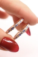 Evil Eye Eternity Ring • 925 Sterling Silver Rose Gold Plated • CZ Stacking