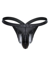 SUKREW Wet Look Bubble Thong - Men's Glossy Black Sexy Fetish Underwear