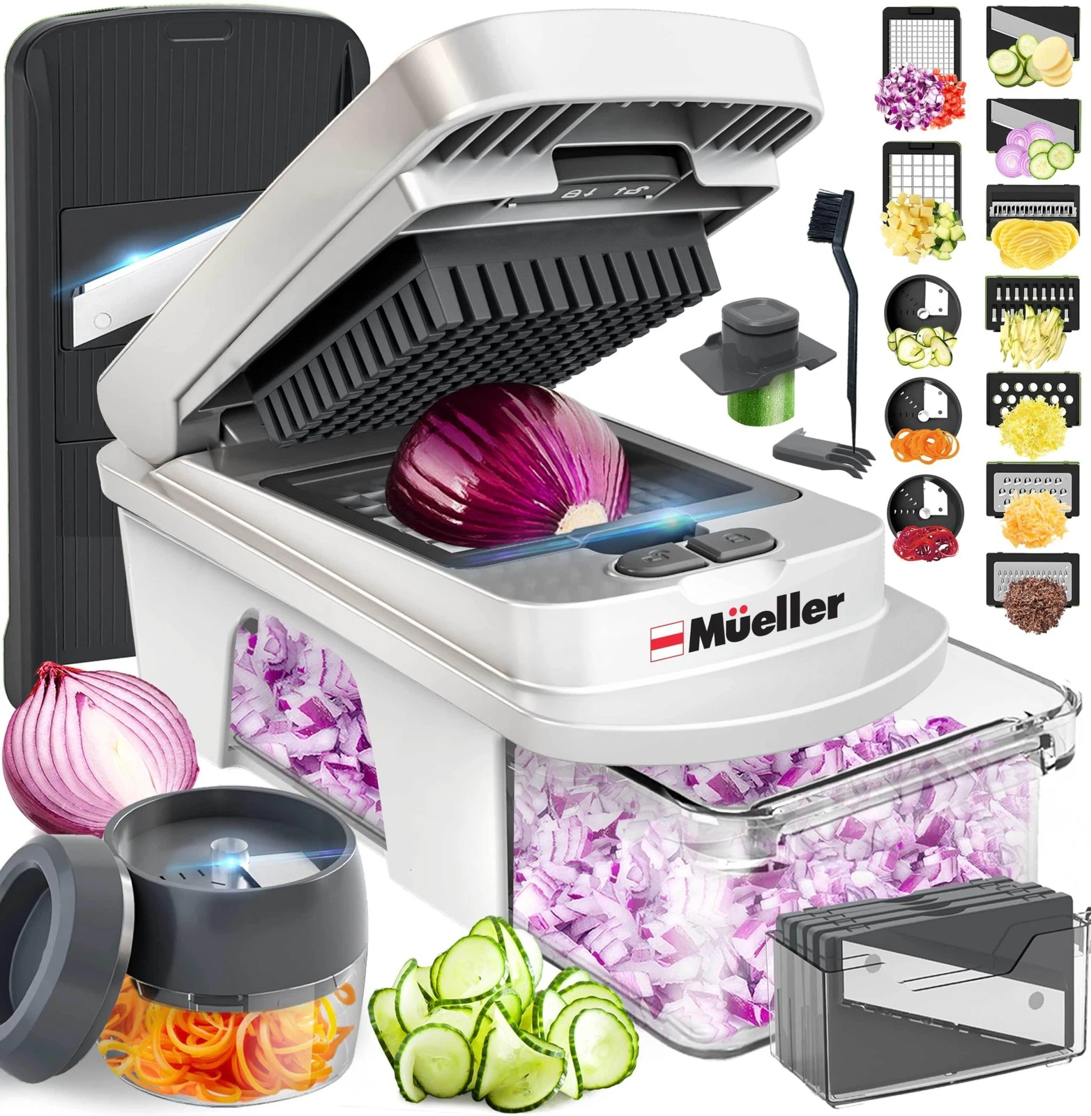 Mueller Pro-Series All-in-One, 12 Blade Mandoline Slicer for Kitchen, Food Ch...