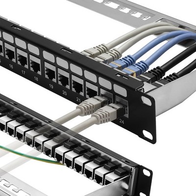 Rapink Patch Panel 24 Port Cat6A with Inline Keystone 10G Support, Coupler Pa...
