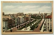 Vintage Linen Postcard Commonwealth Avenue Boston Mass 1938 Litho
