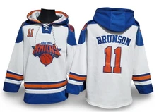 Jalen Brunson #11 New York Knicks Thermal Fleece Hockey-Style Hoodie — M–2XL