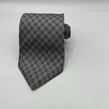 Vintage Hardy Amies London Gray Multicolor Geometric Silk Tie 3.5" x 58"