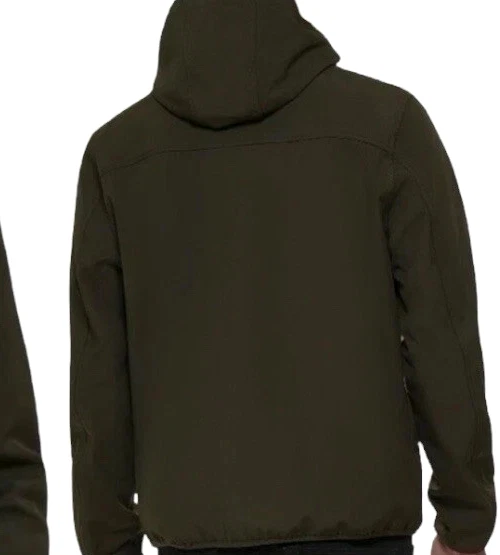 GUESS VERDE OLIVA OSCURO PARA HOMBRE CHAQUETA DE LLUVIA CON CAPUCHA FORRO POLAR ABRIGO CORTAVIENTOS ~ XL Foto 2 de 4