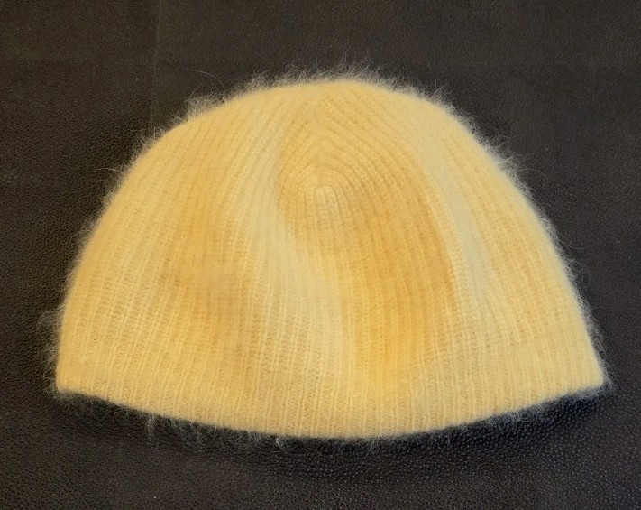 Yellow Angora Vtg 80's Yellow Wool Angora Knit Beanie Hat F.S.A.Col… - Gem