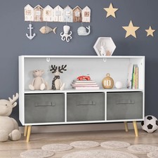 Kids bookcase with Collapsible Fabric Drawers Children Book Toy Storage Cabinet