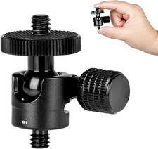 Mini Ballhead Camera Tripod Ball Head Mount with 1/4" To1/4 Screw Connector