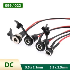 DC Female Panel Mount Power Supply Jack Socket Plug Connector with Wires 099/022