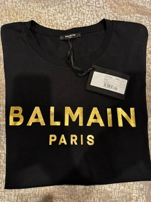 バルマン BALMAIN ゴールド ロゴ 半袖 Tシャツ 黒 ブラック L BALMAIN Men's Metallic Gold Logo T-Shirt in Black Size XL | eBay