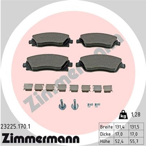 Zimmermann Bremsbelagsatz Scheibenbremse 23225.170.1 FüR Opel Corsa Combo Meriva-image