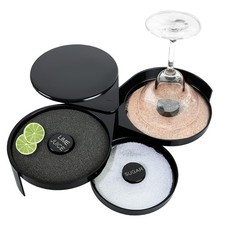 ATPEAM 1 Pack 3 Tier Margarita Salt Rimmer Set Bar Glass 17*18*7.5cm, Black