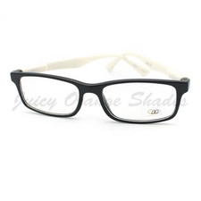Clear Lens Eyeglasses Thin Rectangular Black Frame Color Zebra Print