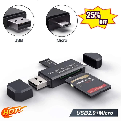 Micro USB OTG zuUSB2.0 Adapter SD/MicroSD Kartenleser mit Standard USB Stec DE🔥