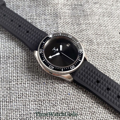 NH35 Automatic Mens Watch 37mm Sapphire Crystal Aluminum Bezel Waffle Strap Date - Picture 5 of 26