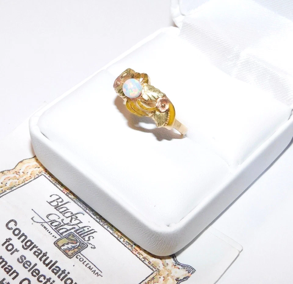 Anillo Banda Hojas Flor Ópalo Oro 10k Black Hills Talla 7 Foto 4 de 4