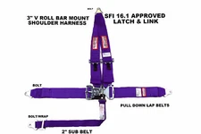 RACERDIRECT 5 POINT SFI 16.1 LATCH & LINK 3" RACING BELT HARNESS PURPLE