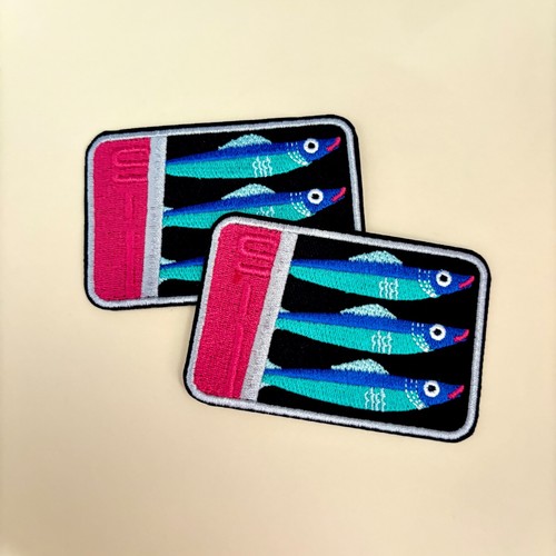 Sardines Appliqué Patch- Fish Tin Can Anchovy Cute Embroidered Badge (Iron on) - Picture 5 of 6
