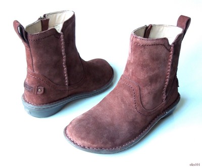 UGG chocolate brown suede 6 instep zipper ANKLE BOOTS 